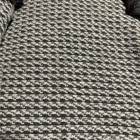 LL Bean Norwegian fisherman knit cardigan sweater charcoal gray and off white - Picture 5 of 5